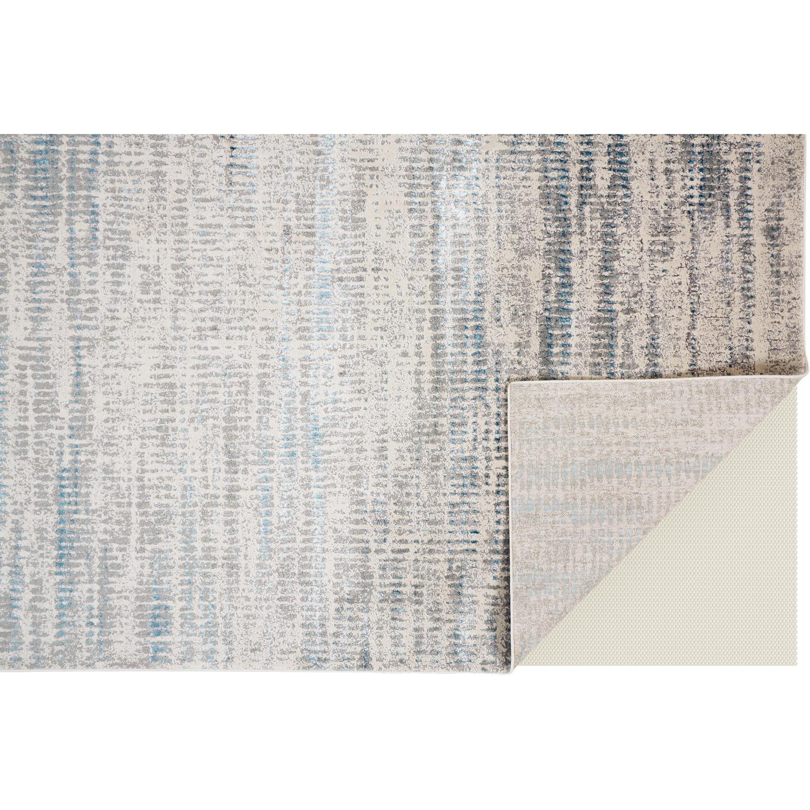 Feizy Azure 3402F Modern Abstract Rug in Blue/Gray/Ivory - Image 4