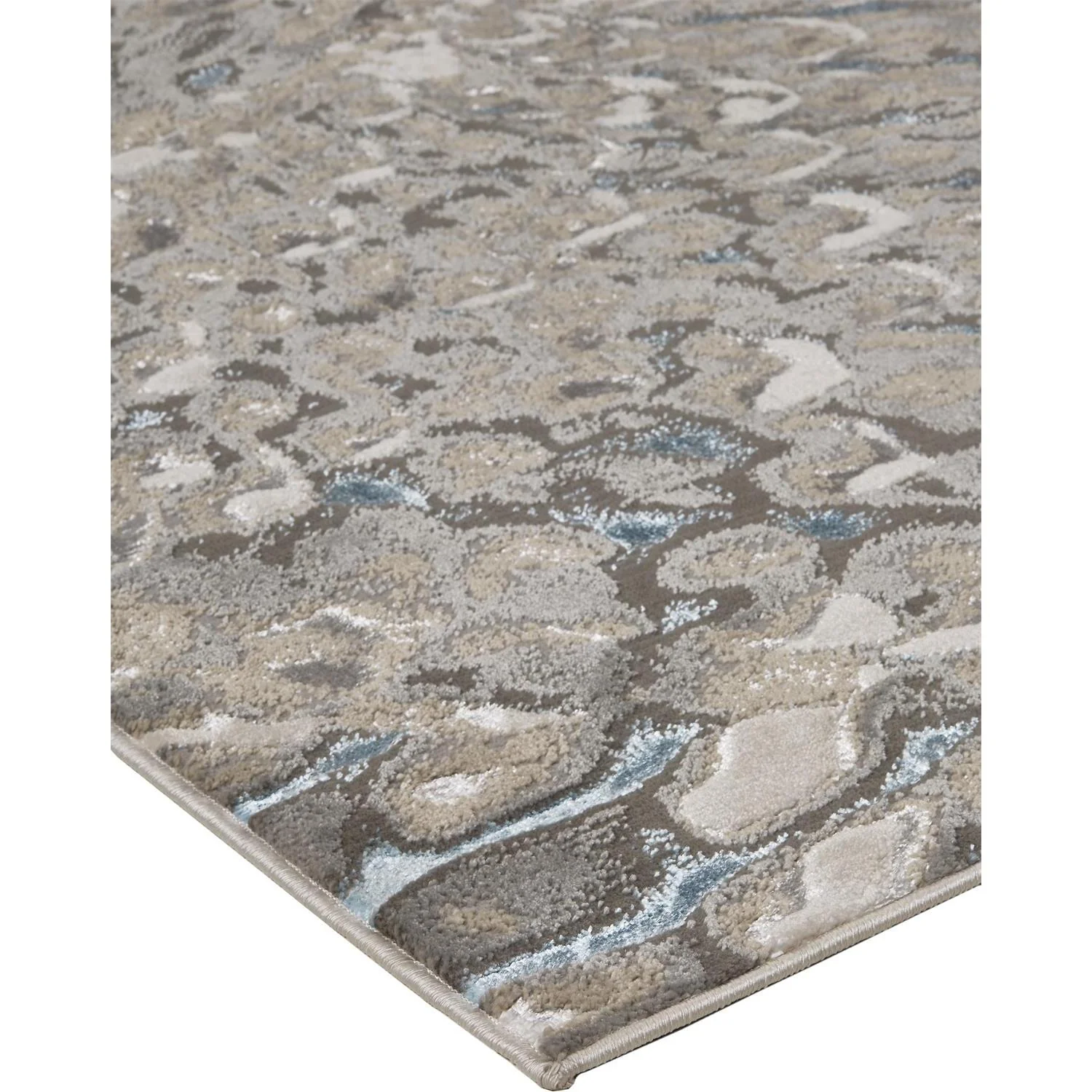 Feizy Azure 3403F Modern Abstract Rug in Blue/Silver/Gray - Image 5