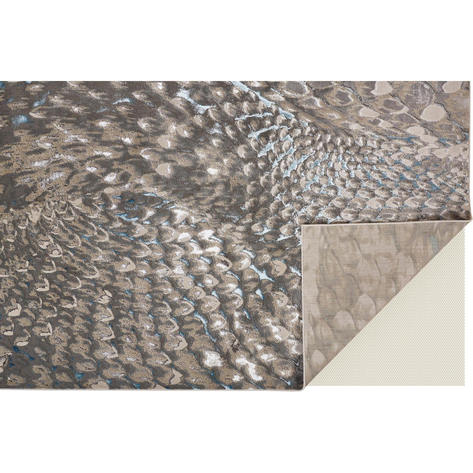 Feizy Azure 3403F Modern Abstract Rug in Blue/Silver/Gray - Image 6