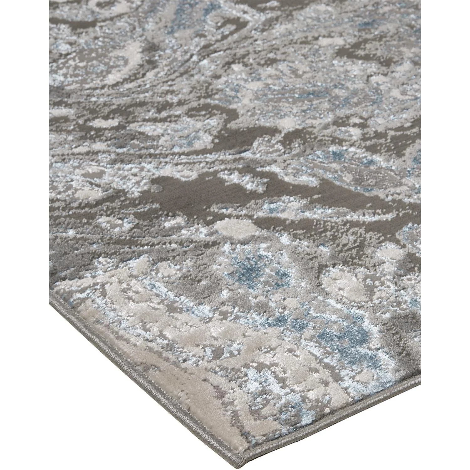 Feizy Azure 3405F Modern Watercolor Rug in Ivory/Gray/Blue - Image 2