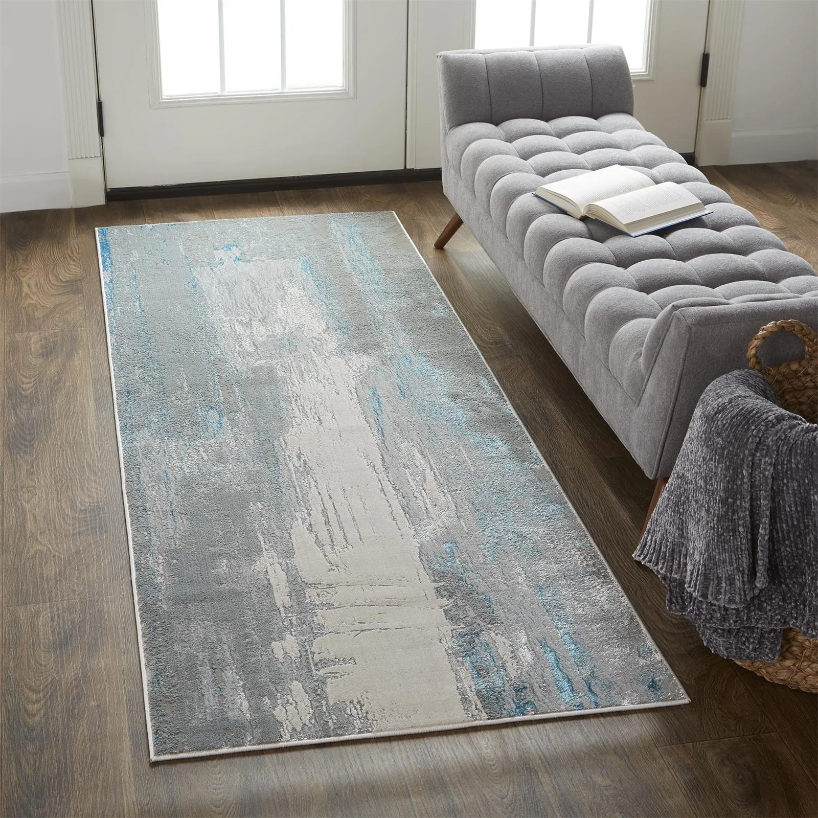 Feizy Azure 3406F Rug in Silver / Teal - Image 3