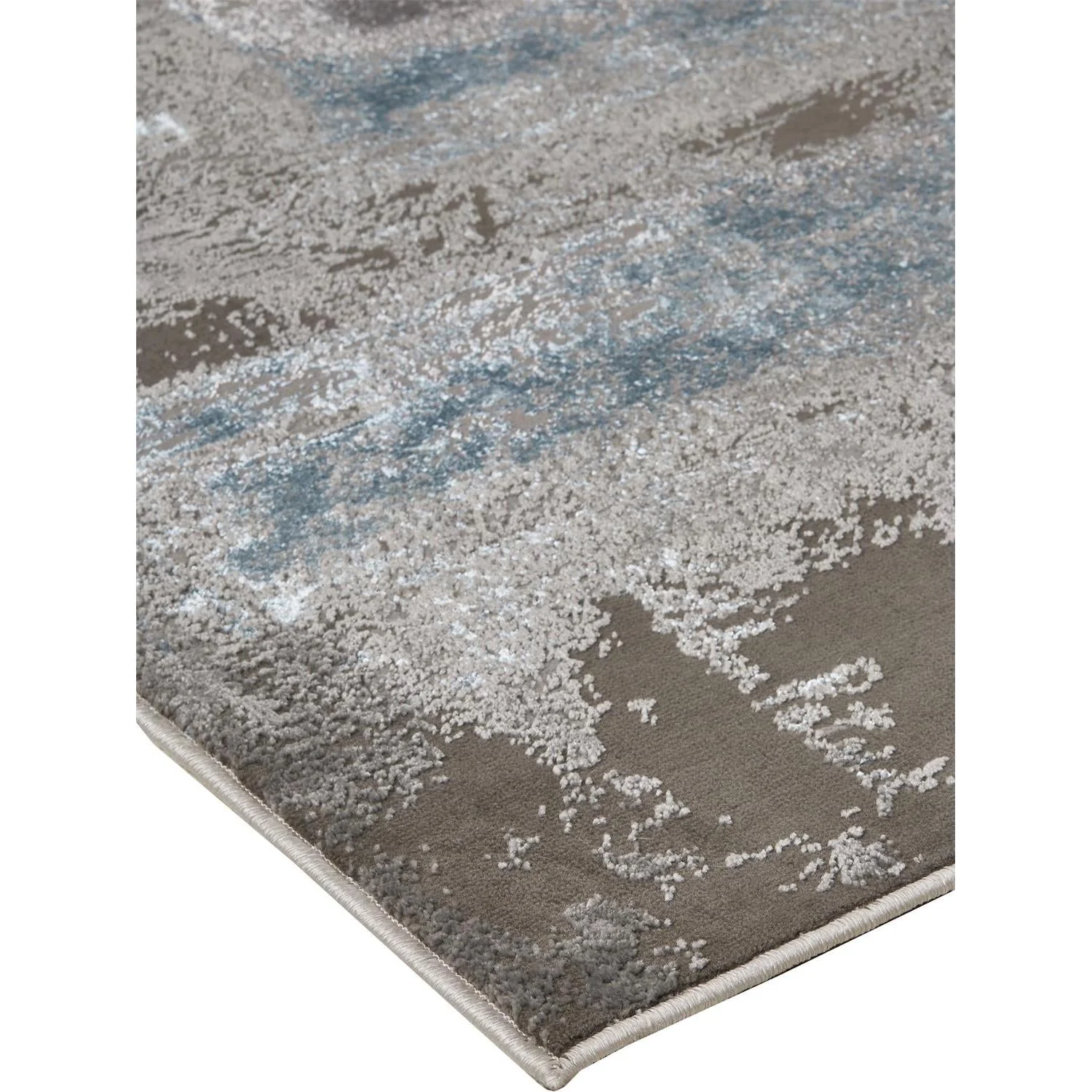 Feizy Azure 3406F Modern Abstract Rug in Gray/Ivory/Blue - Image 2