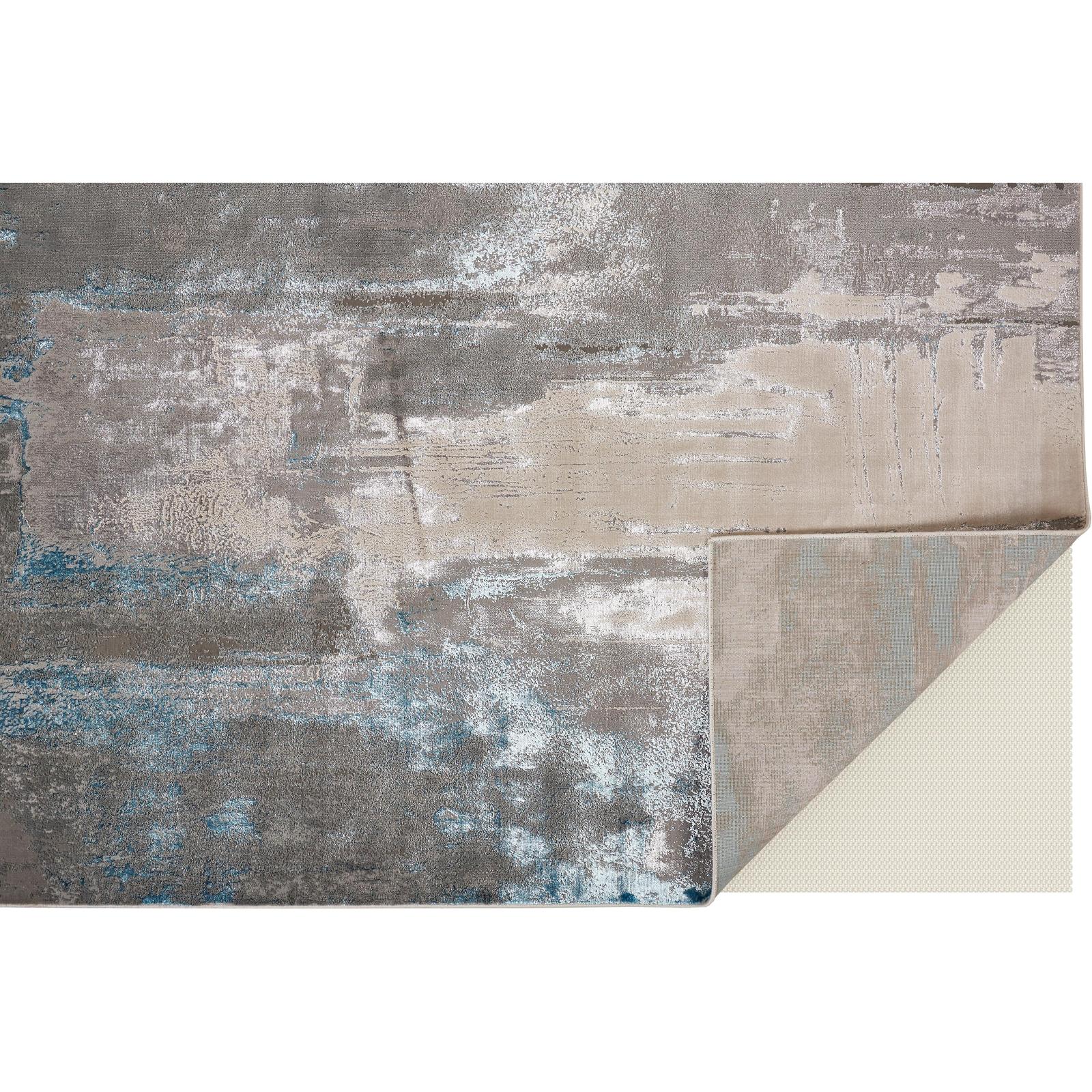 Feizy Azure 3406F Modern Abstract Rug in Gray/Ivory/Blue - Image 3
