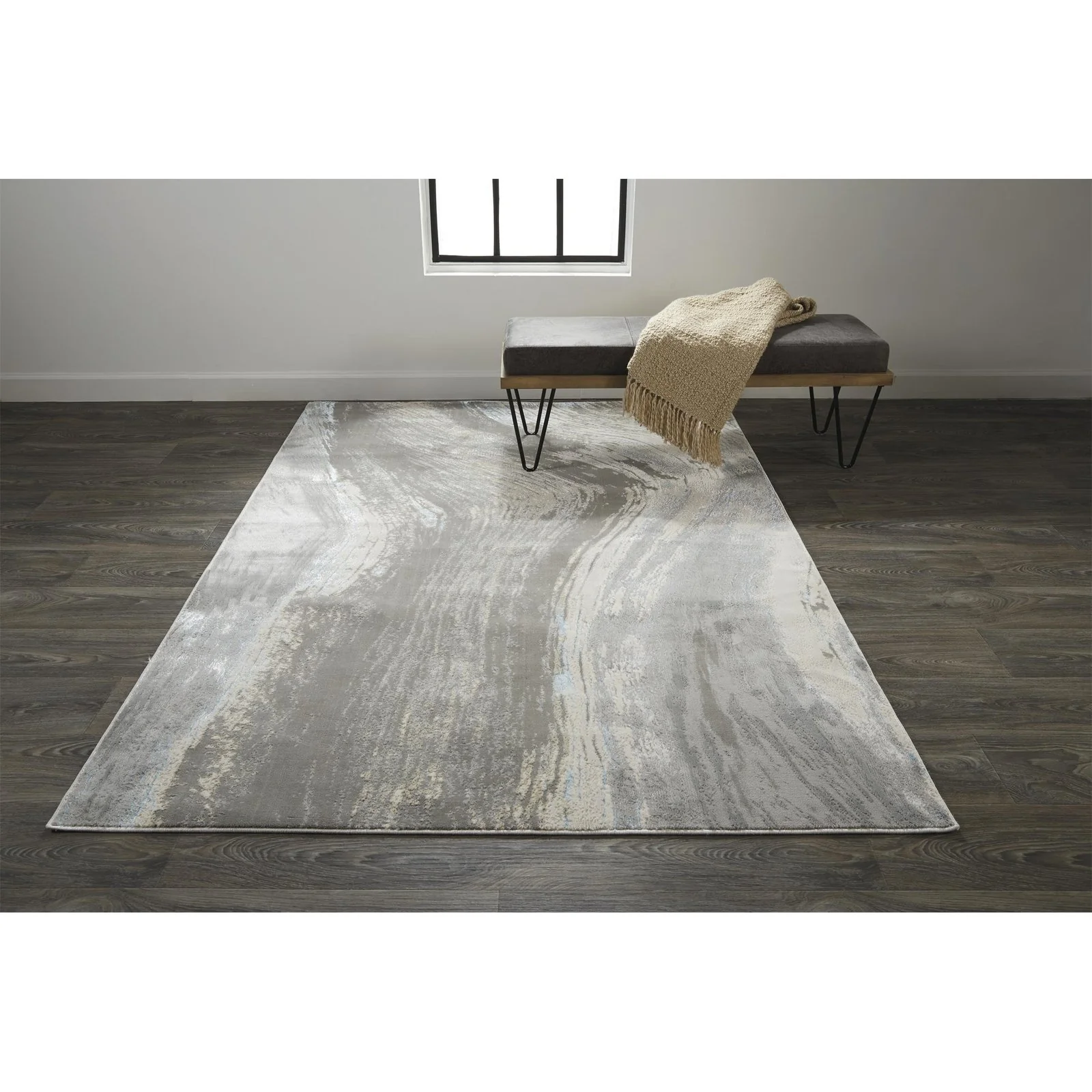 Feizy Azure 3524F Rug in Silver / Teal - Image 3