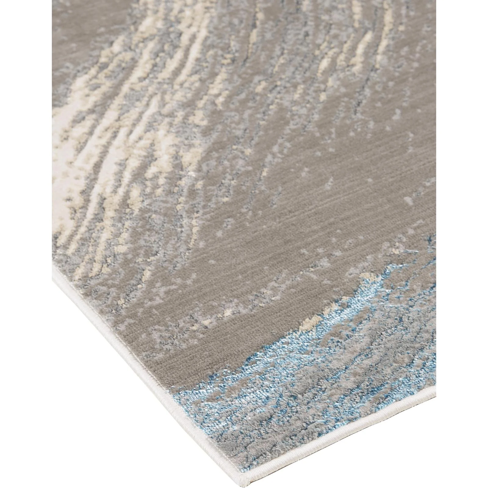 Feizy Azure 3524F Modern Abstract Rug in Gray/Ivory/Blue - Image 3