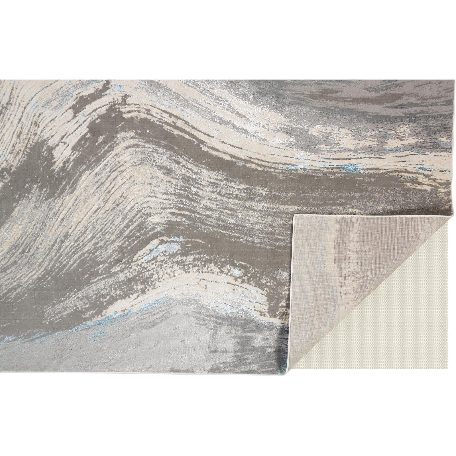 Feizy Azure 3524F Modern Abstract Rug in Gray/Ivory/Blue - Image 4