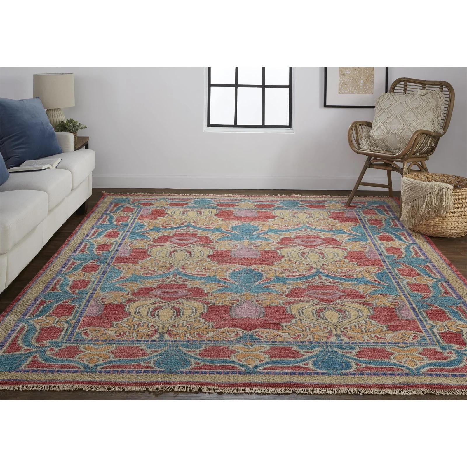 Feizy Beall 6633F Rug in Blue / Red - Image 3
