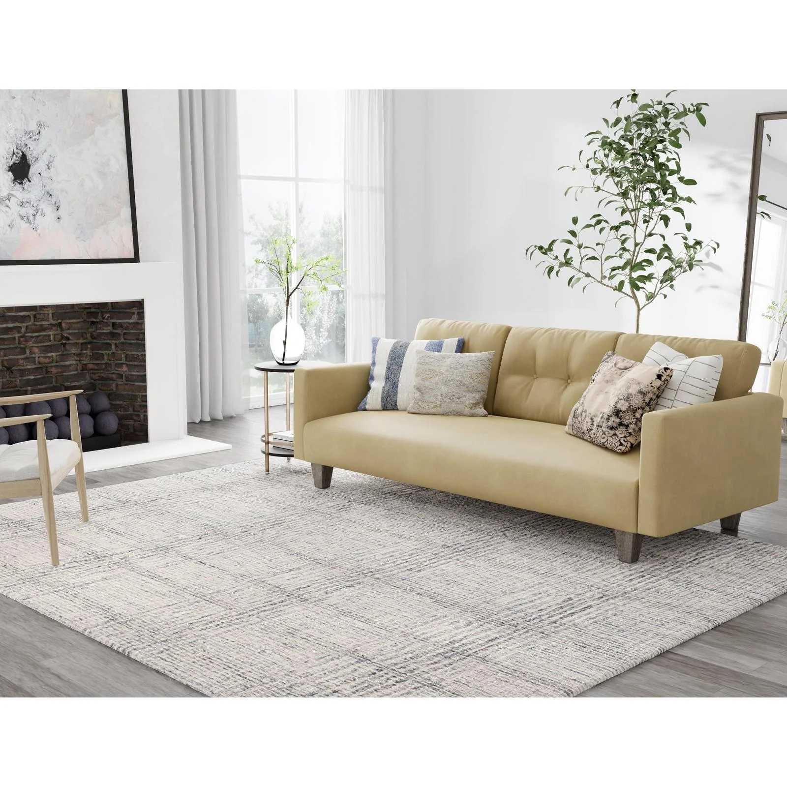Feizy Belfort 8668F Transitional Geometric Rug in Ivory/Gray/Tan - Image 3