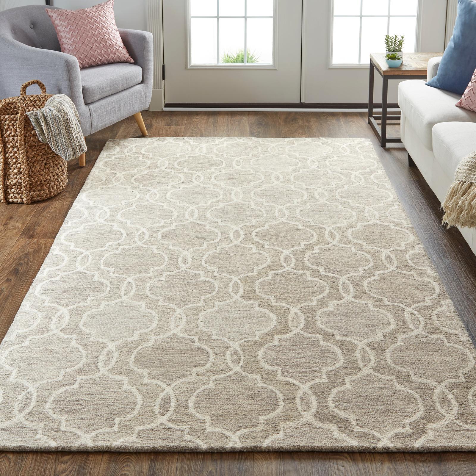 Feizy Belfort 8775F Transitional Trellis & Lattice Rug in Gray/Ivory - Image 3