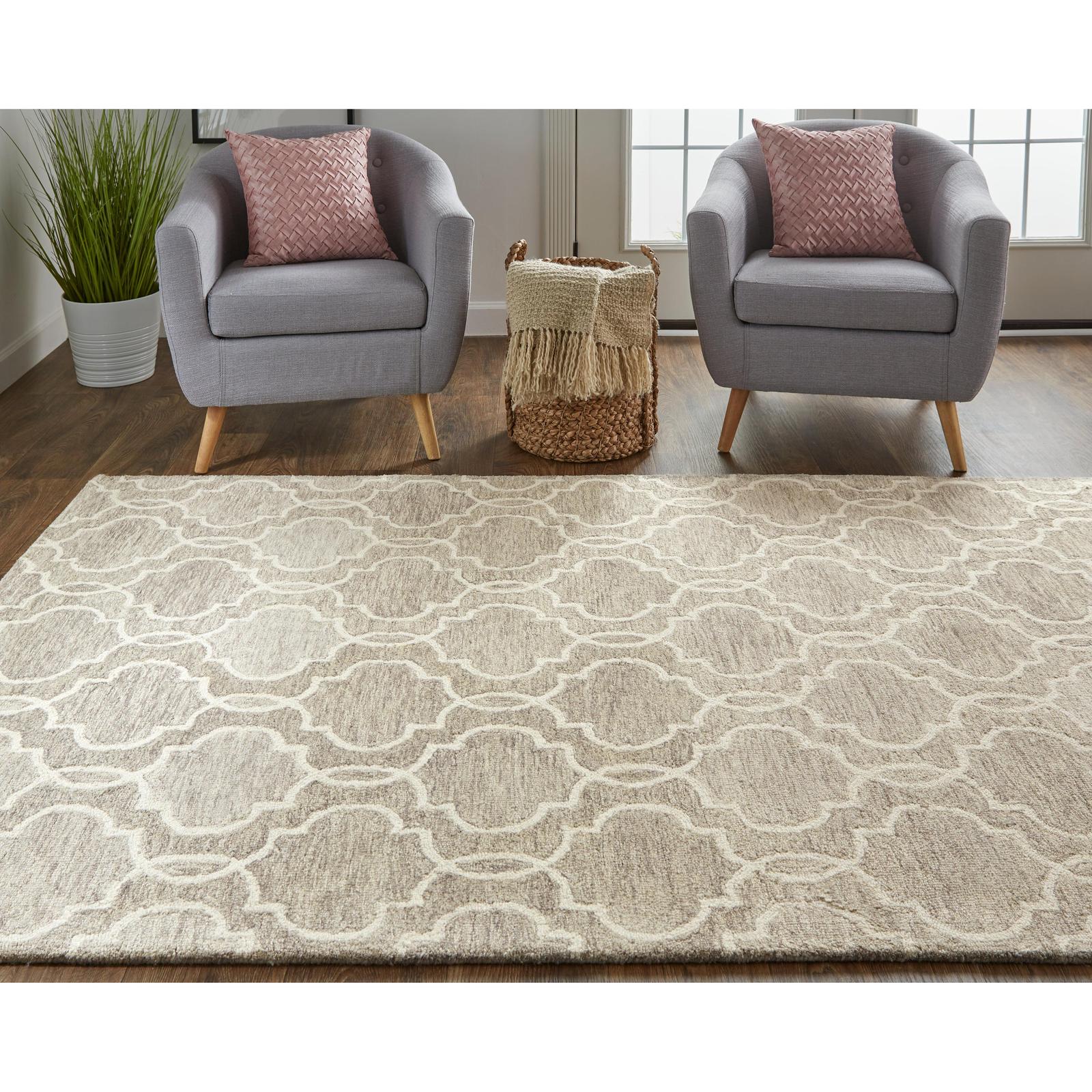Feizy Belfort 8775F Transitional Trellis & Lattice Rug in Gray/Ivory - Image 4