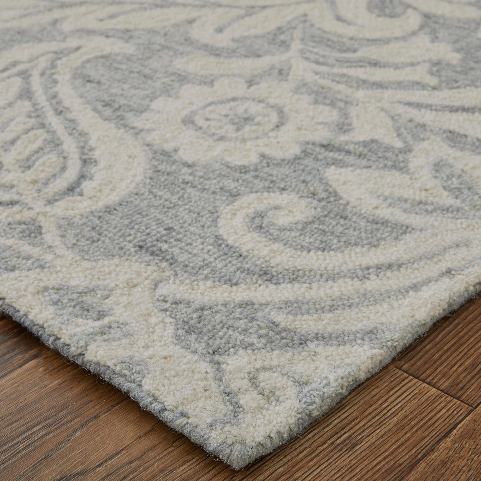 Feizy Belfort 8776F Transitional Medallion Rug in Blue/Ivory - Image 5