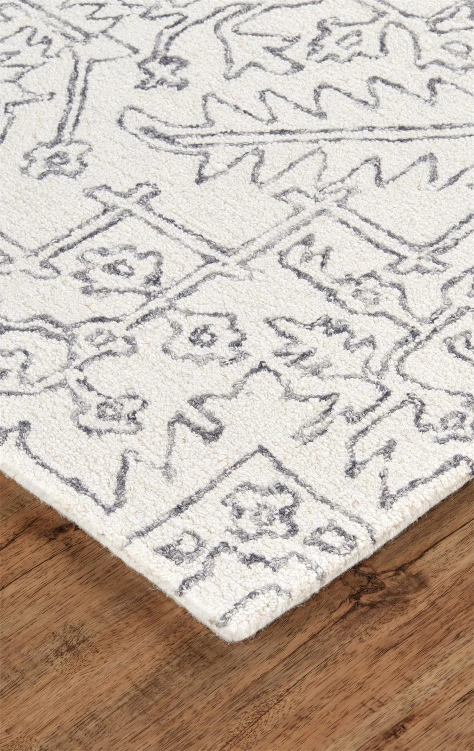Feizy Belfort 8778F Rug in Ivory/Charcoal - Image 2