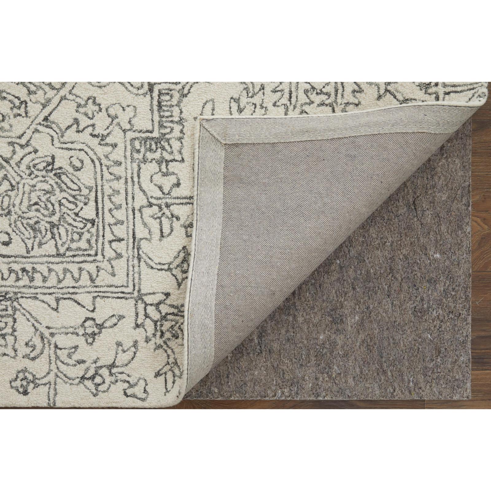 Feizy Belfort 8778F Transitional Medallion Rug in White/Gray - Image 4