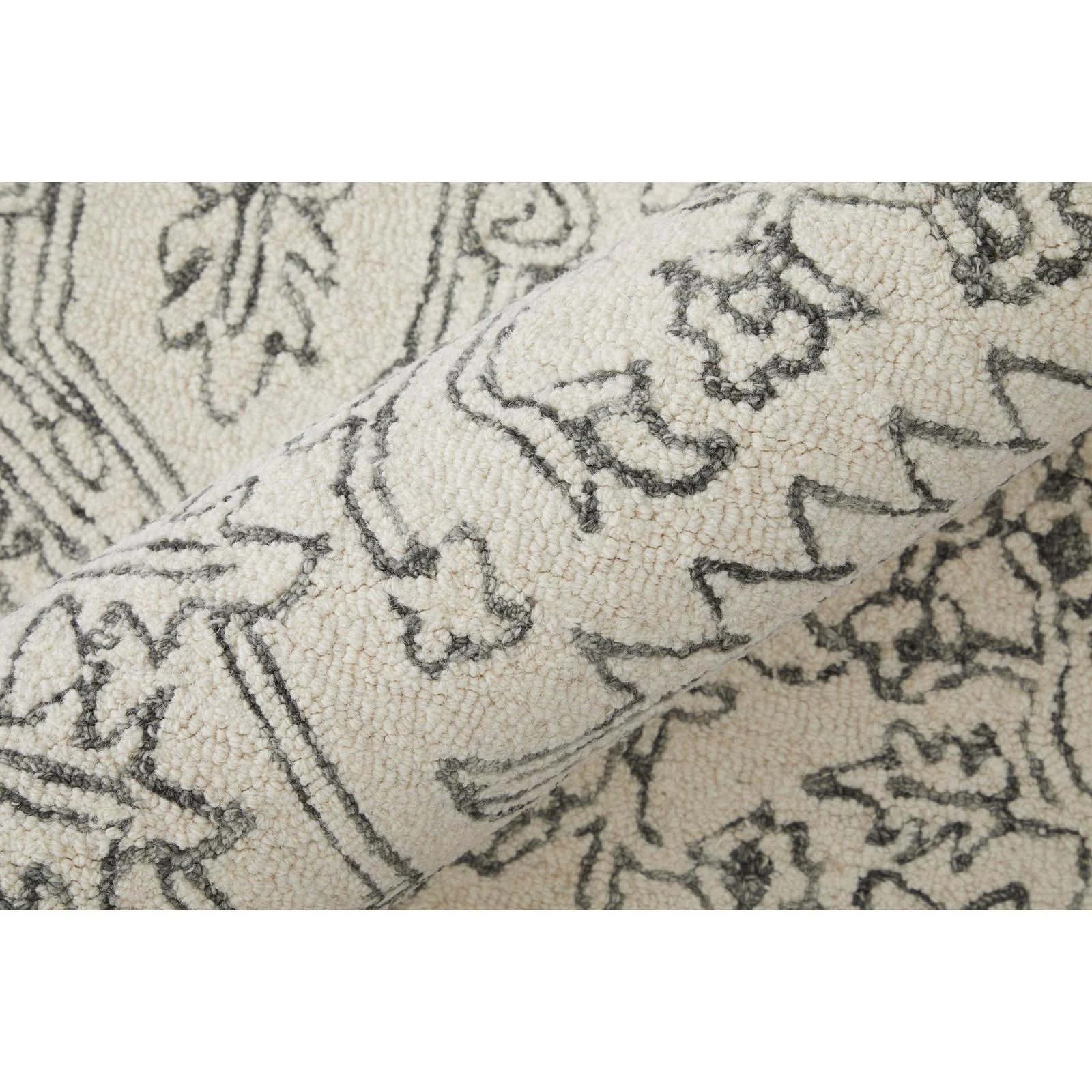 Feizy Belfort 8778F Transitional Medallion Rug in White/Gray - Image 5