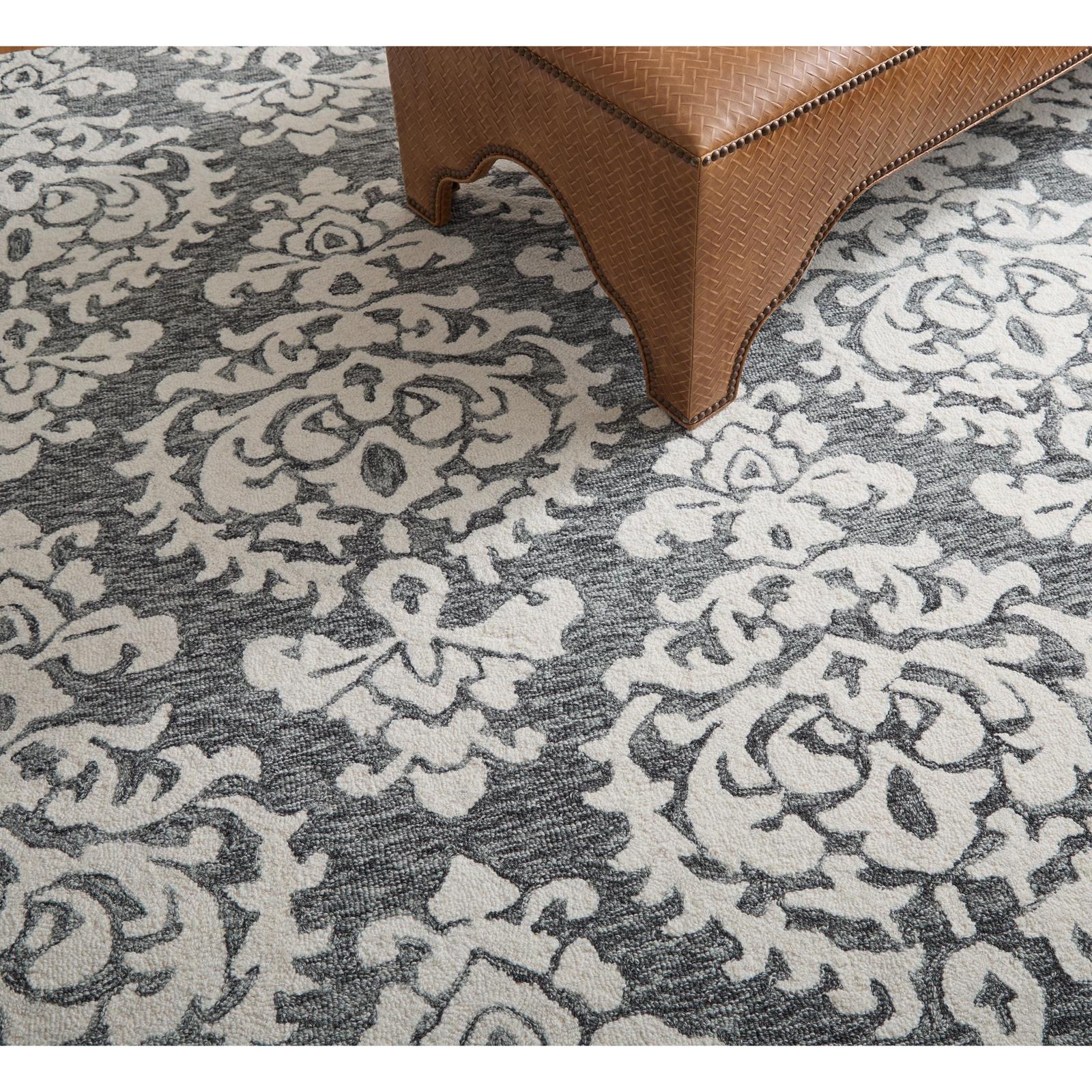 Feizy Belfort 8A26F Traditional Floral & Botanical Rug in Gray/Ivory/Black - Image 2