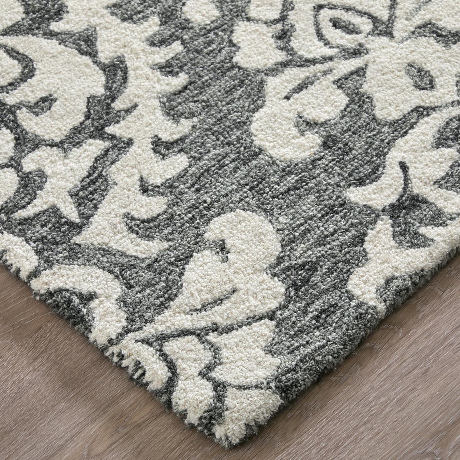 Feizy Belfort 8A26F Traditional Floral & Botanical Rug in Gray/Ivory/Black - Image 5
