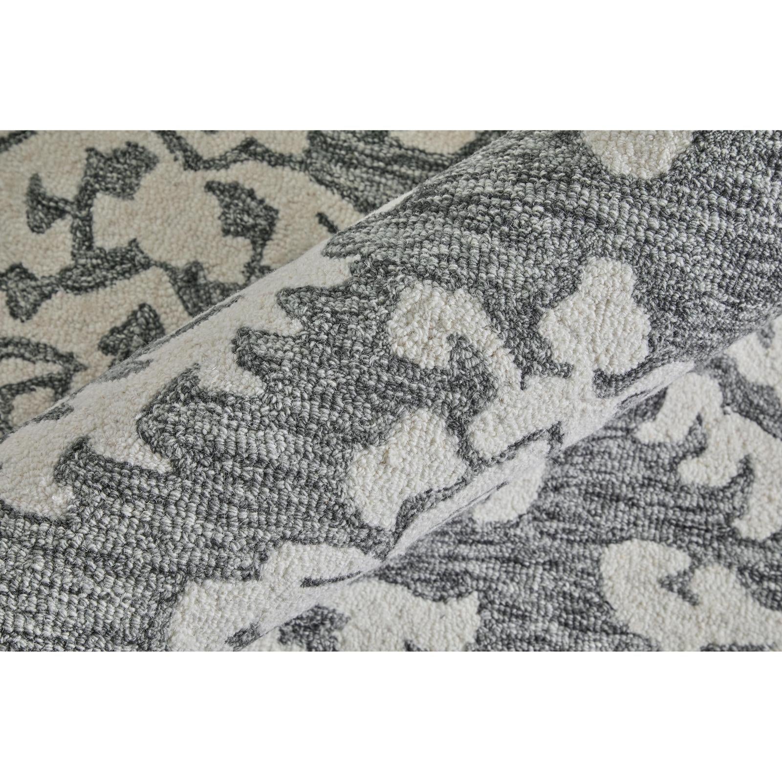Feizy Belfort 8A26F Traditional Floral & Botanical Rug in Gray/Ivory/Black - Image 7