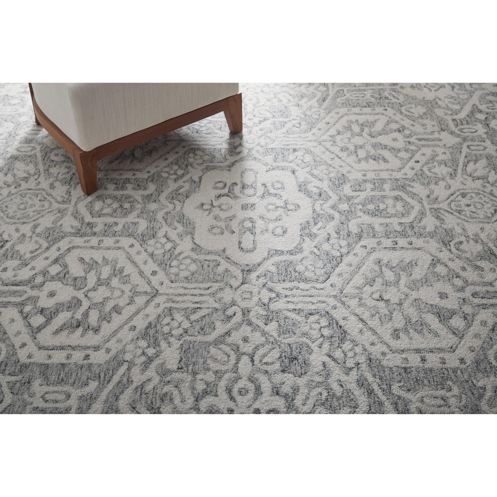 Feizy Belfort 8A27F Traditional Geometric Rug in Gray/White - Image 3