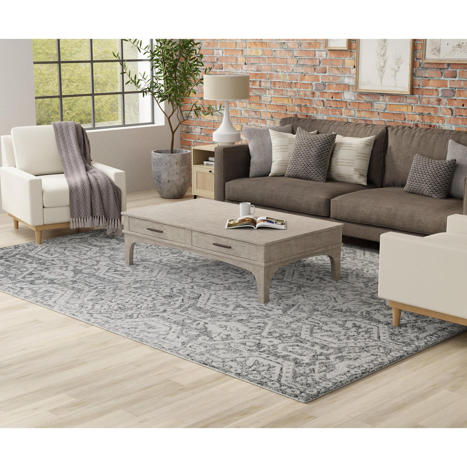 Feizy Belfort 8A27F Traditional Geometric Rug in Gray/White - Image 4