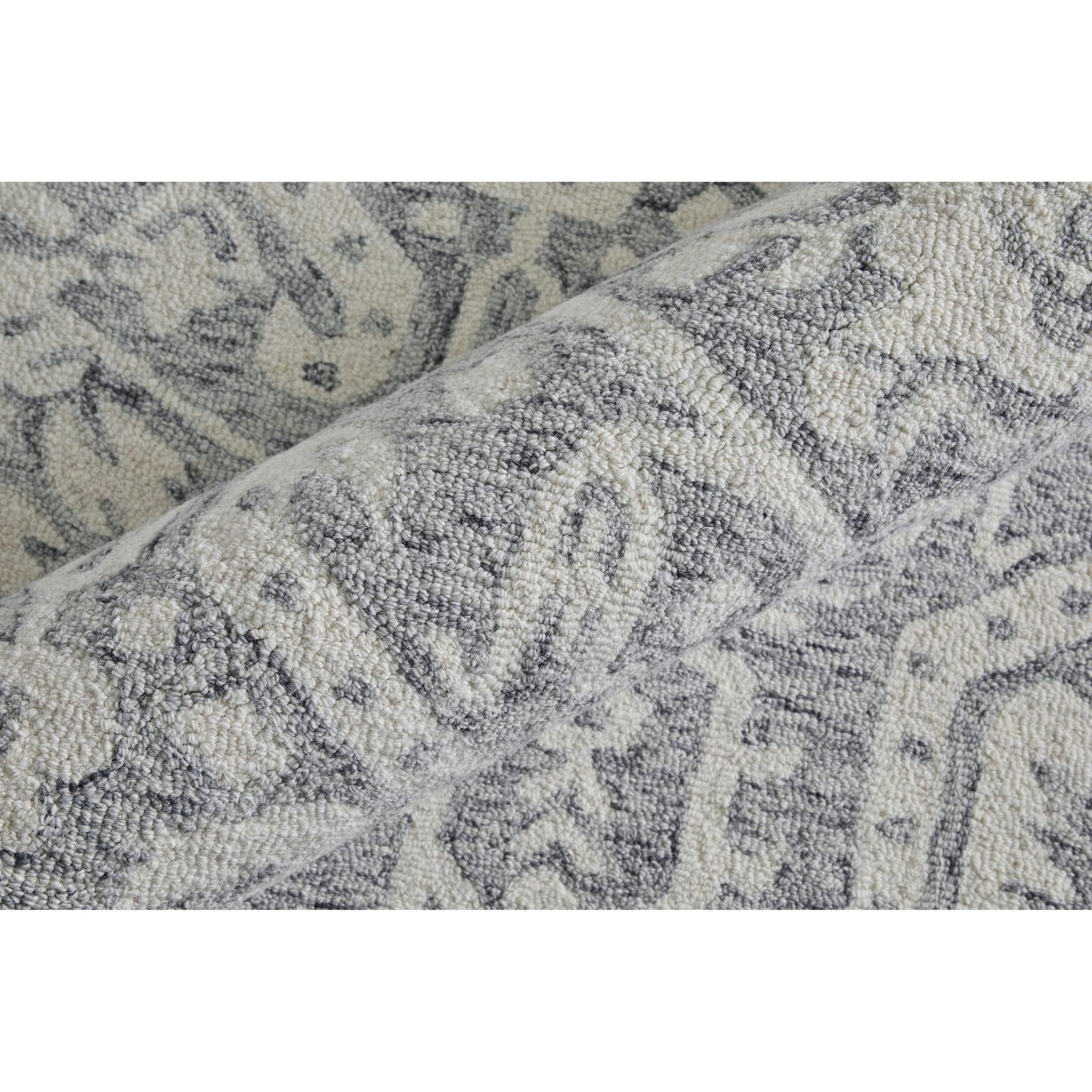 Feizy Belfort 8A27F Traditional Geometric Rug in Gray/White - Image 7