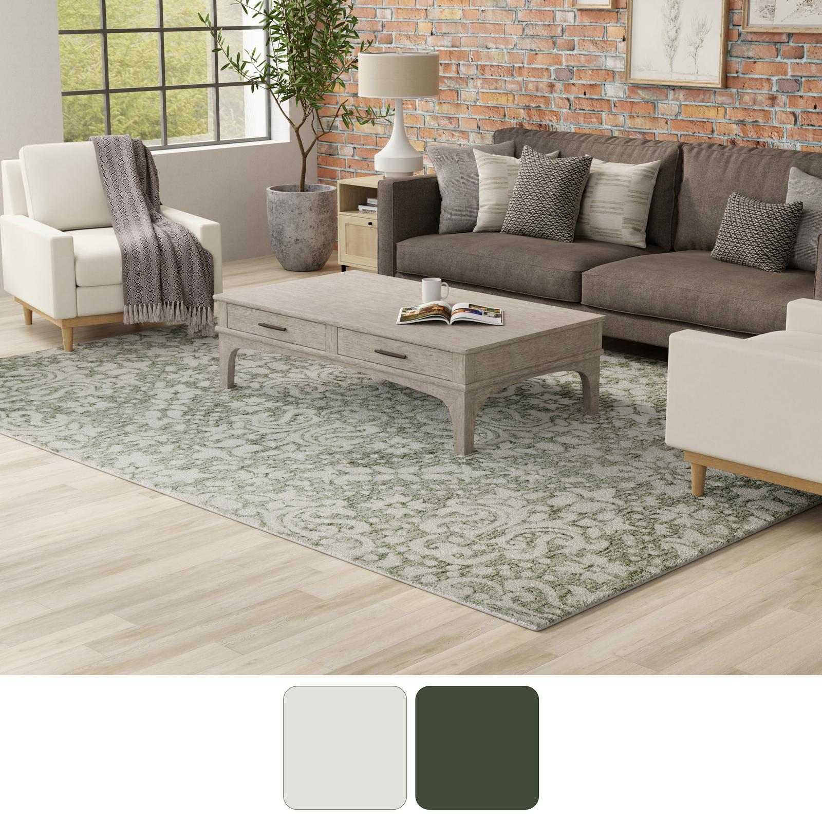 Feizy Belfort 8A28F Traditional Floral & Botanical Rug in Ivory/Green - Image 12