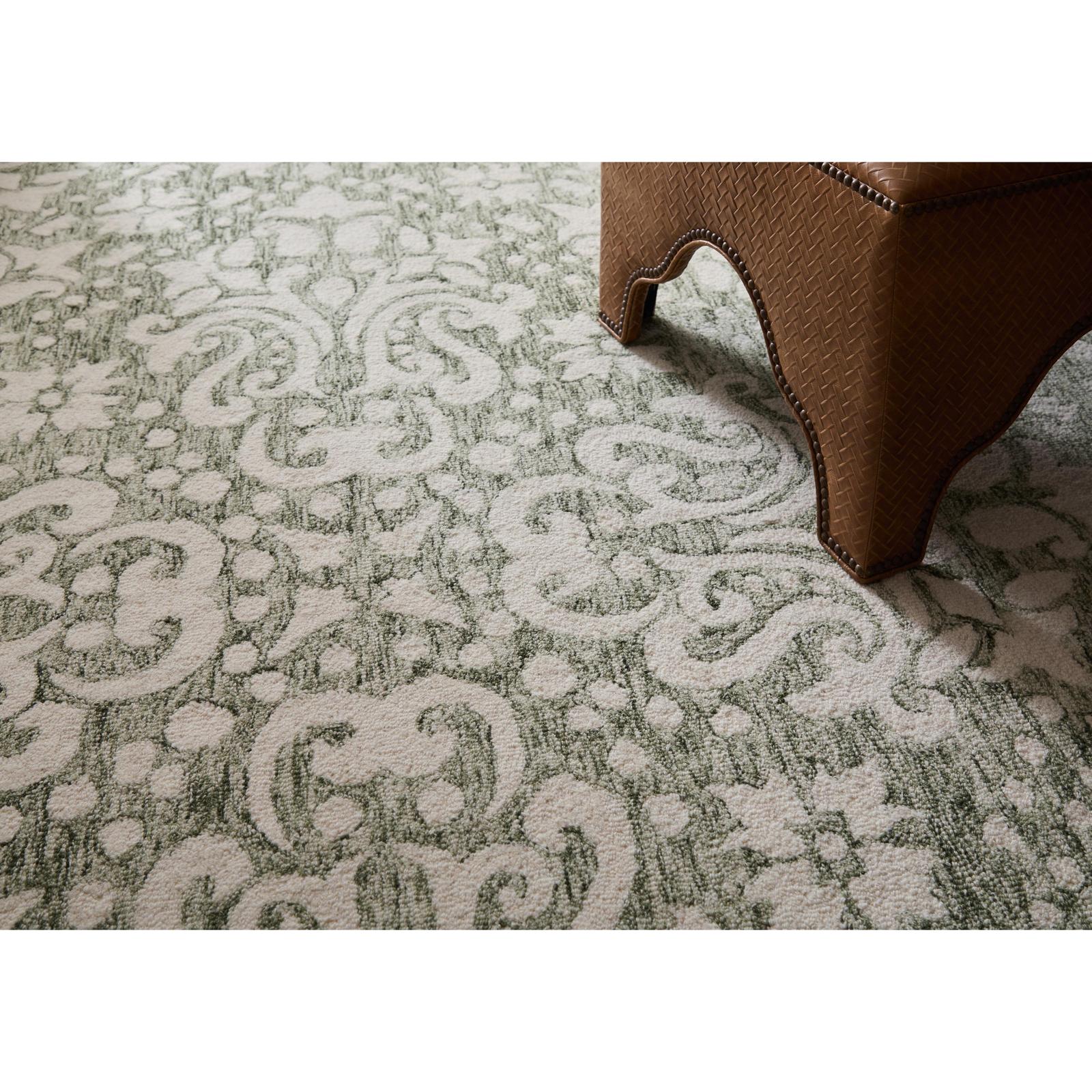 Feizy Belfort 8A28F Traditional Floral & Botanical Rug in Ivory/Green - Image 2