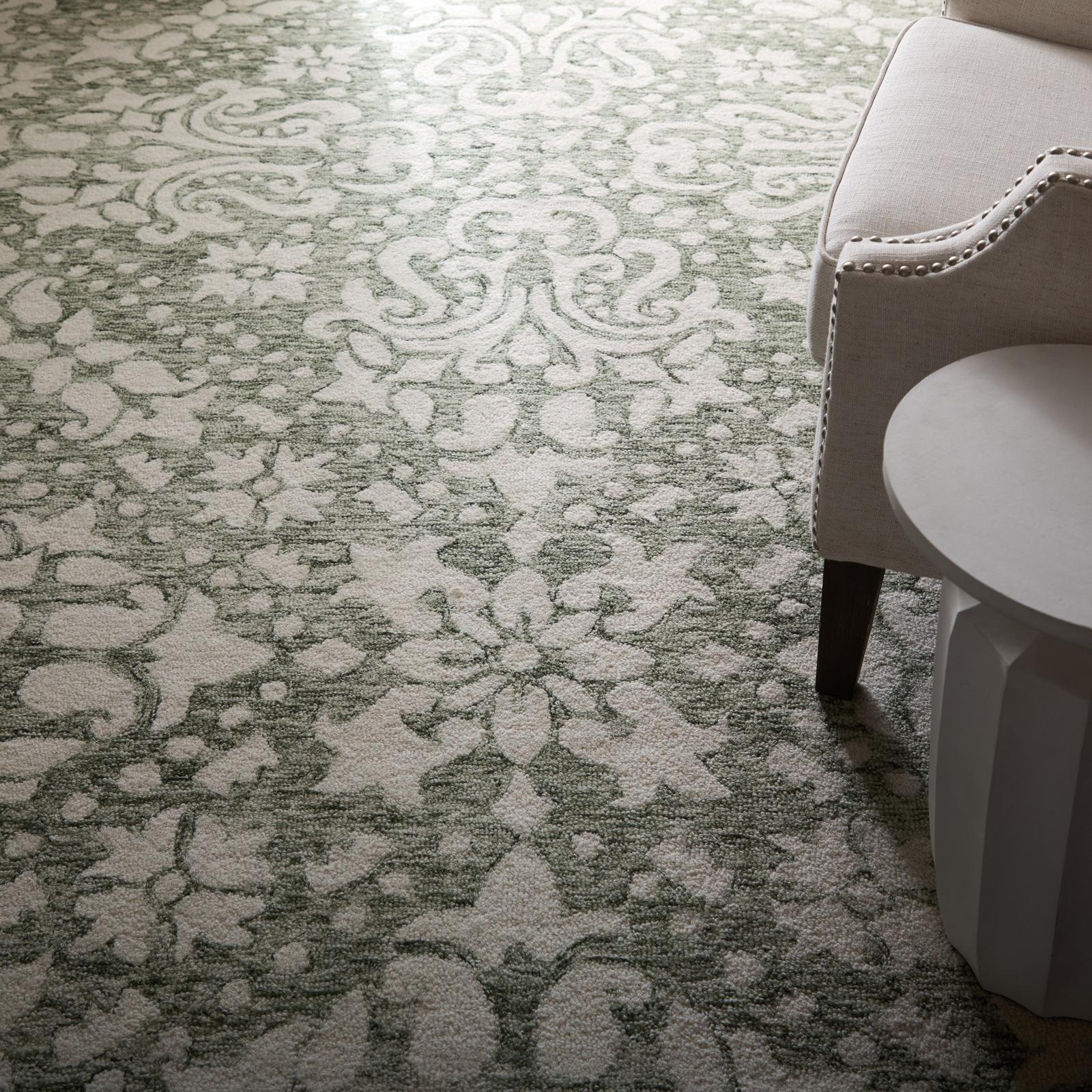 Feizy Belfort 8A28F Traditional Floral & Botanical Rug in Ivory/Green - Image 3