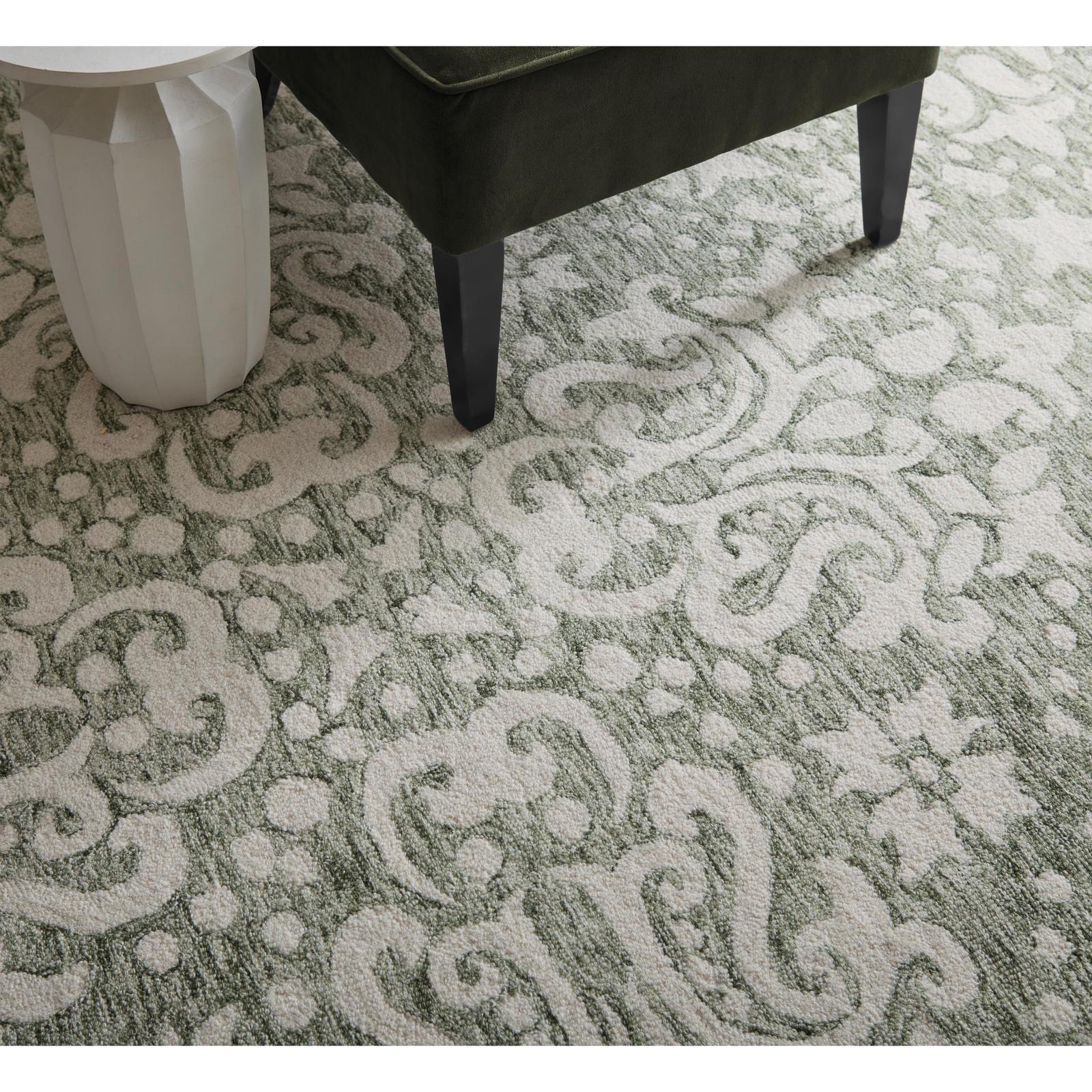 Feizy Belfort 8A28F Traditional Floral & Botanical Rug in Ivory/Green - Image 4