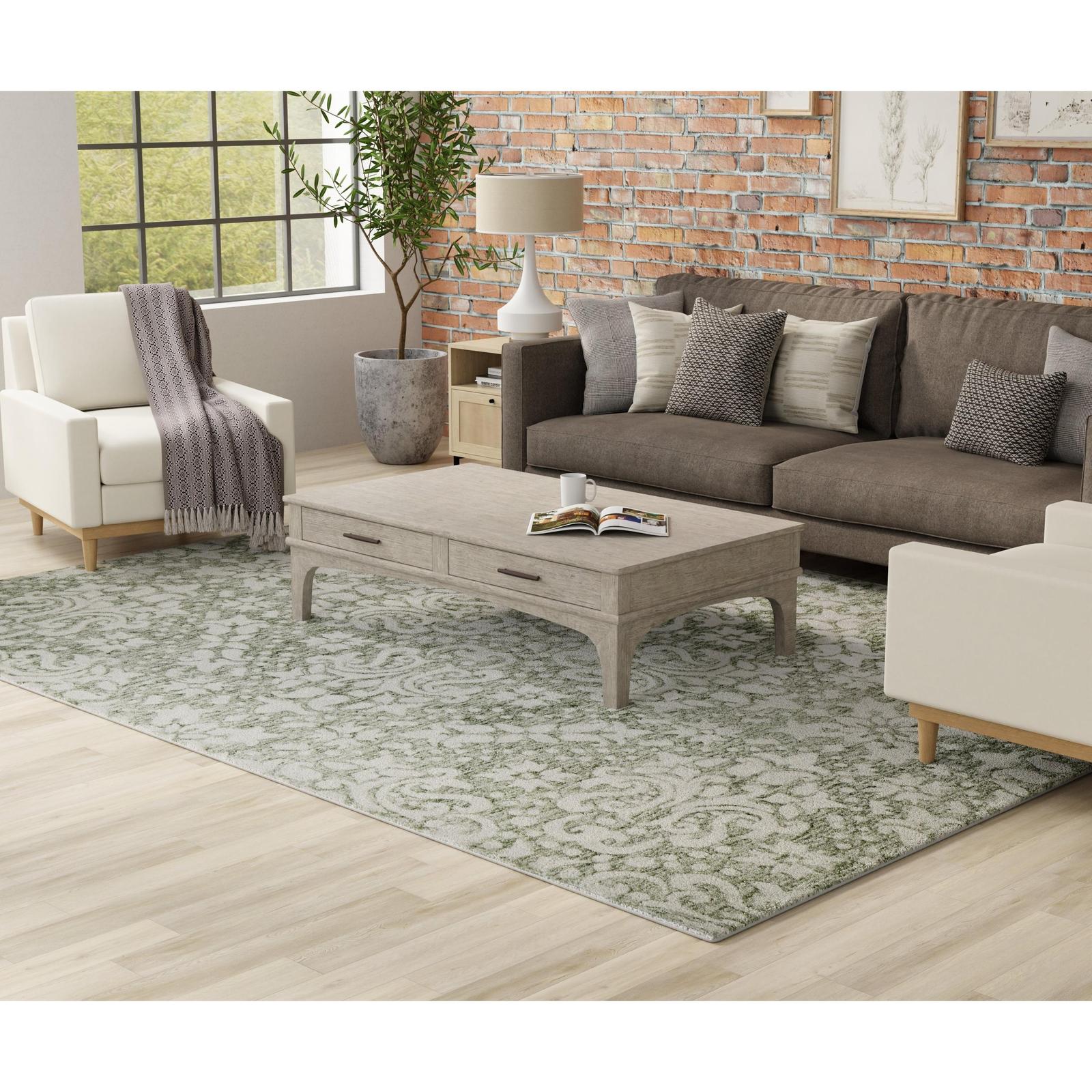 Feizy Belfort 8A28F Traditional Floral & Botanical Rug in Ivory/Green - Image 5