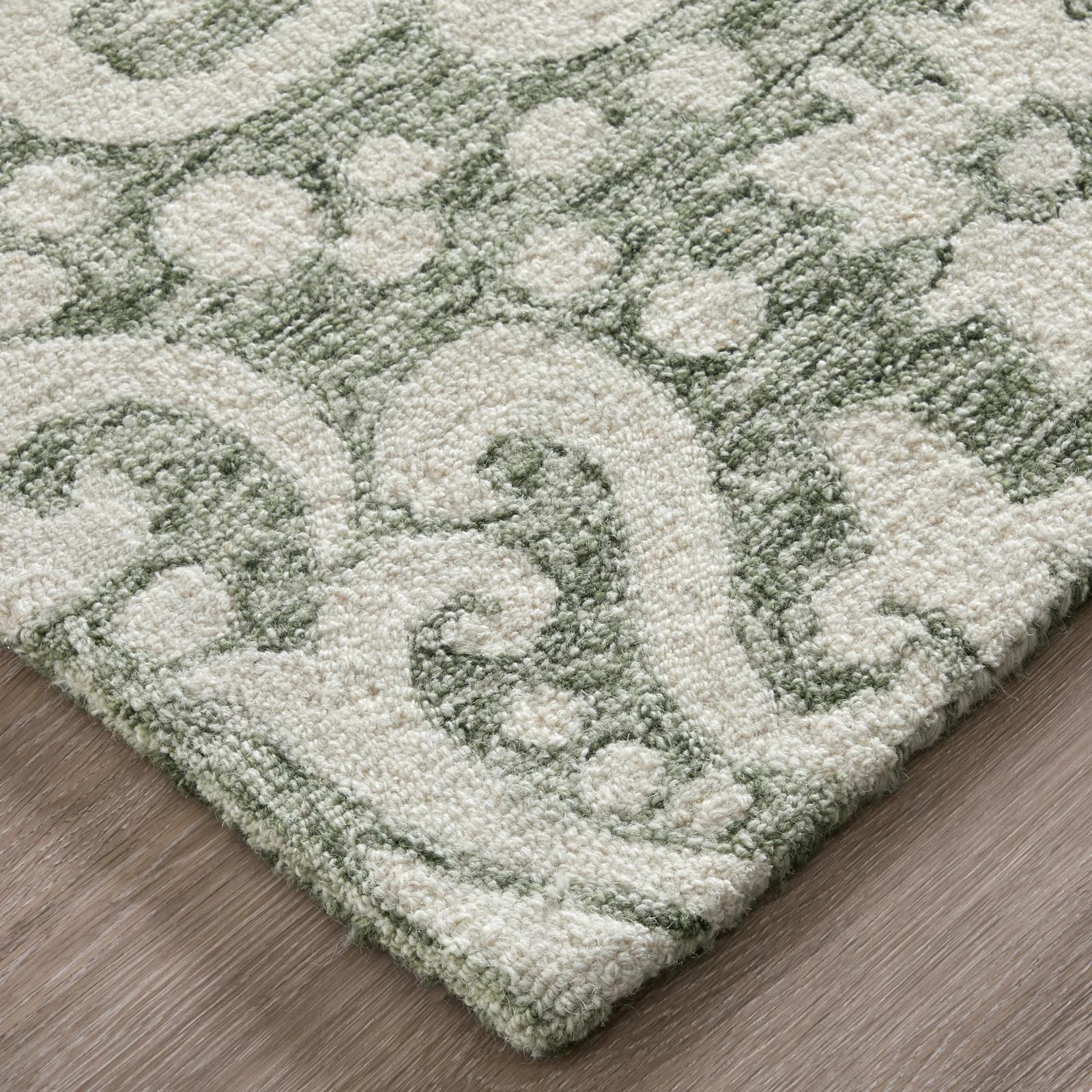 Feizy Belfort 8A28F Traditional Floral & Botanical Rug in Ivory/Green - Image 6