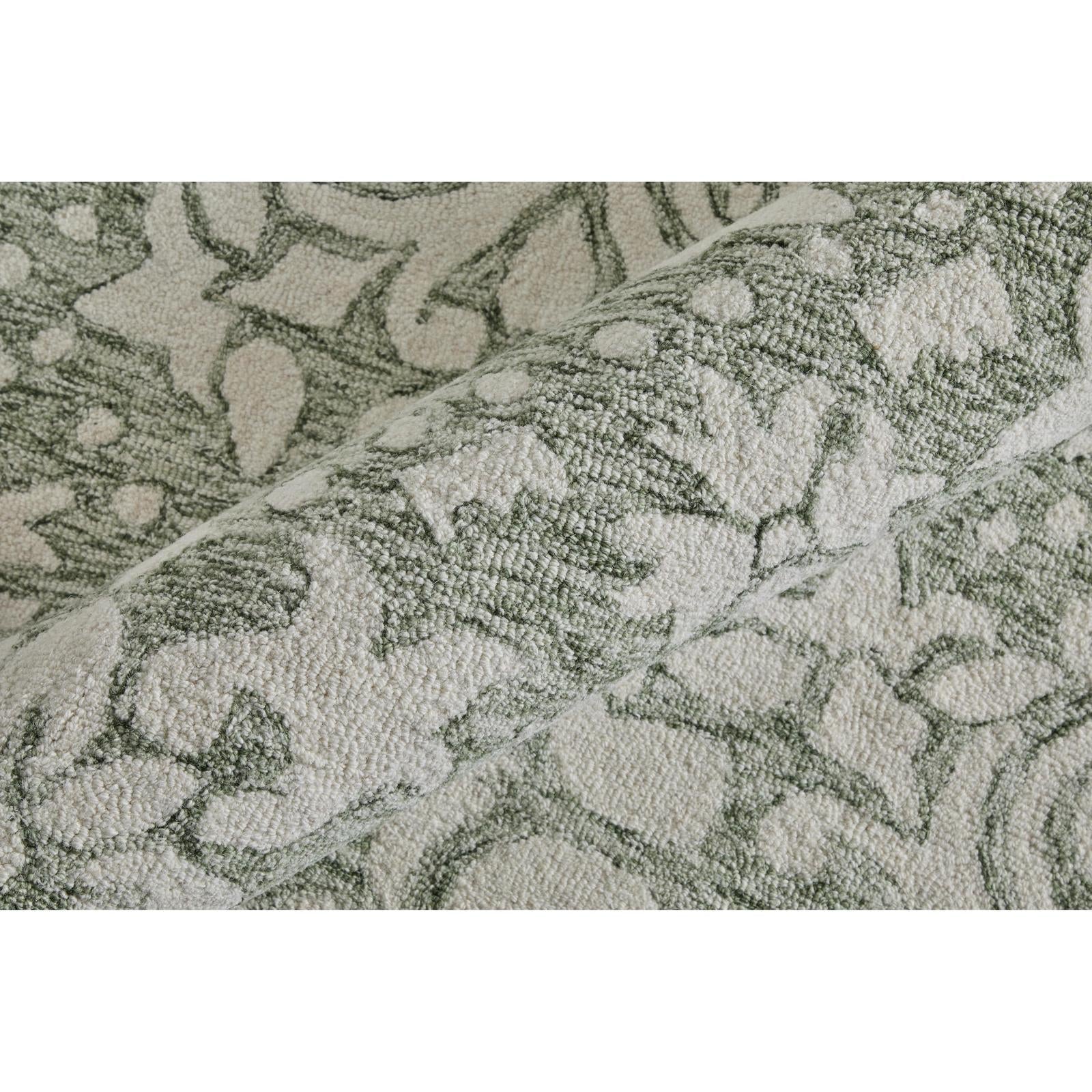 Feizy Belfort 8A28F Traditional Floral & Botanical Rug in Ivory/Green - Image 8