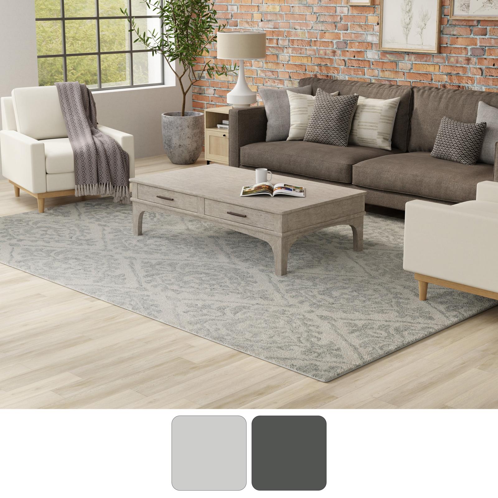Feizy Belfort 8A29F Traditional Floral & Botanical Rug in Ivory/Gray - Image 12