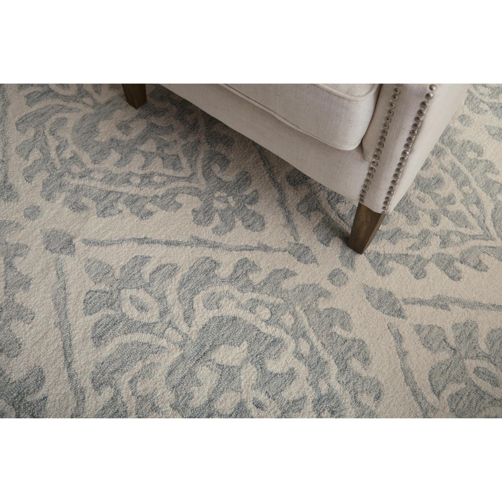 Feizy Belfort 8A29F Traditional Floral & Botanical Rug in Ivory/Gray - Image 3
