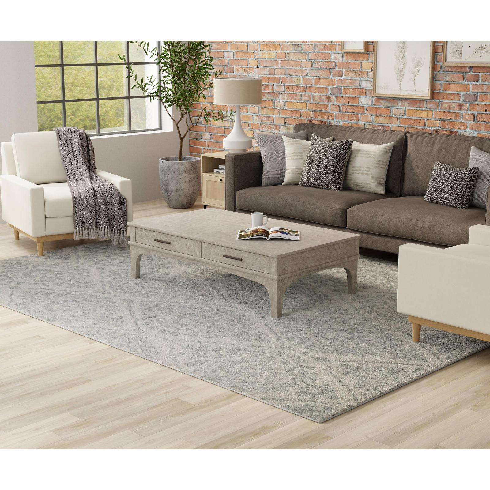 Feizy Belfort 8A29F Traditional Floral & Botanical Rug in Ivory/Gray - Image 5