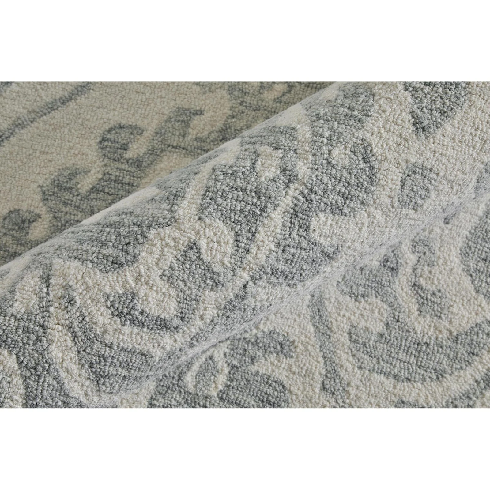 Feizy Belfort 8A29F Traditional Floral & Botanical Rug in Ivory/Gray - Image 8