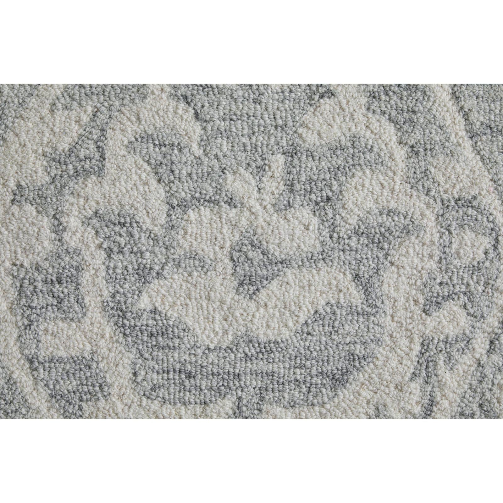 Feizy Belfort 8A29F Traditional Floral & Botanical Rug in Ivory/Gray - Image 9