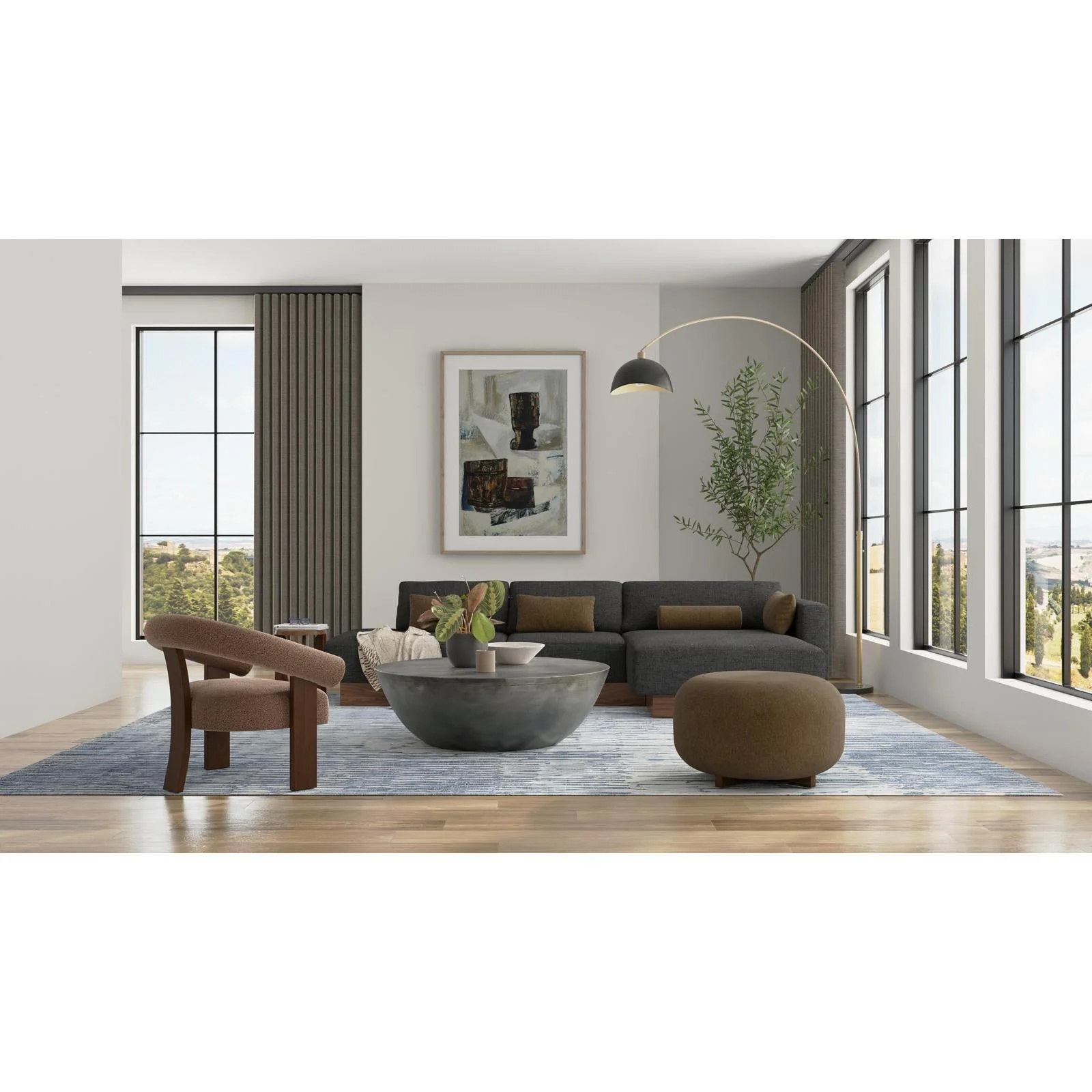 Feizy Braden 8A49F Modern Abstract Rug in Blue/Ivory - Image 2