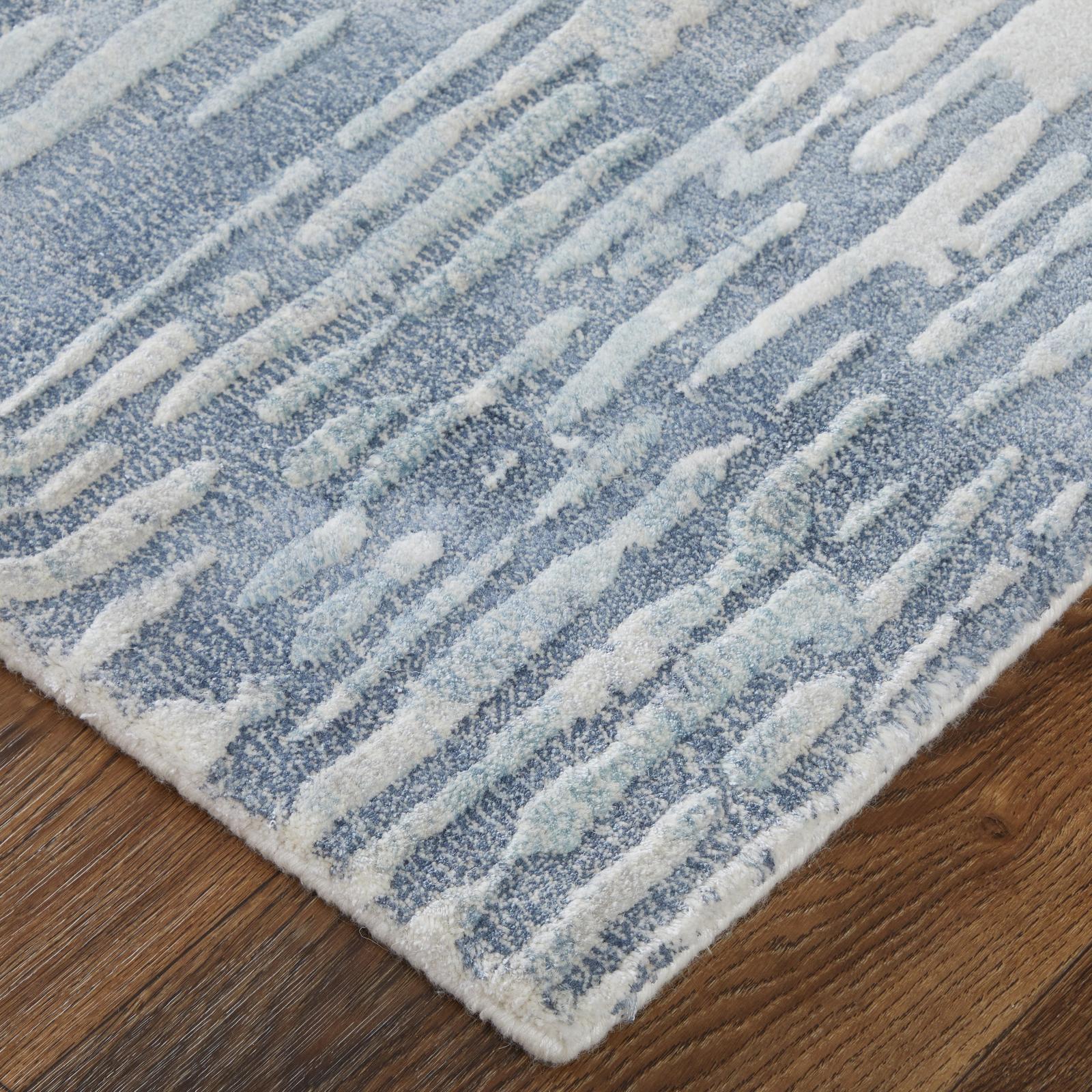 Feizy Braden 8A49F Modern Abstract Rug in Blue/Ivory - Image 3