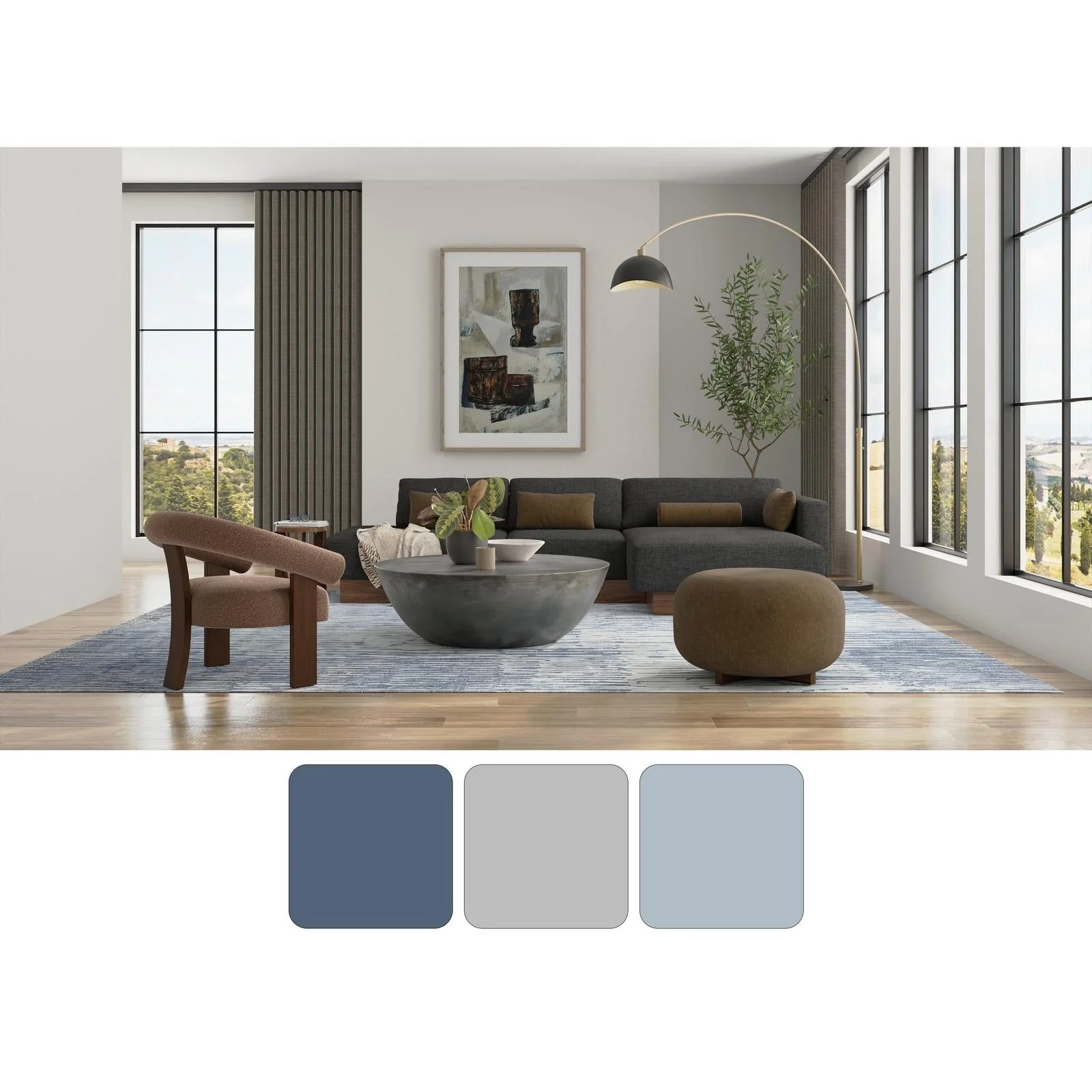 Feizy Braden 8A49F Modern Abstract Rug in Blue/Ivory - Image 9