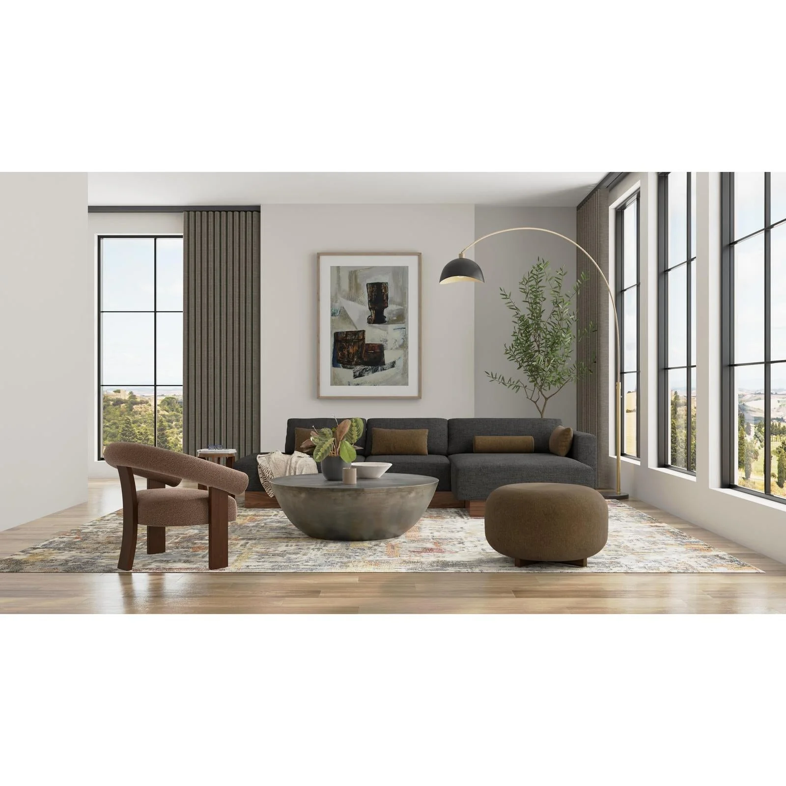 Feizy Braden 8A50F Modern Abstract Rug in Gray/Orange/Tan - Image 2