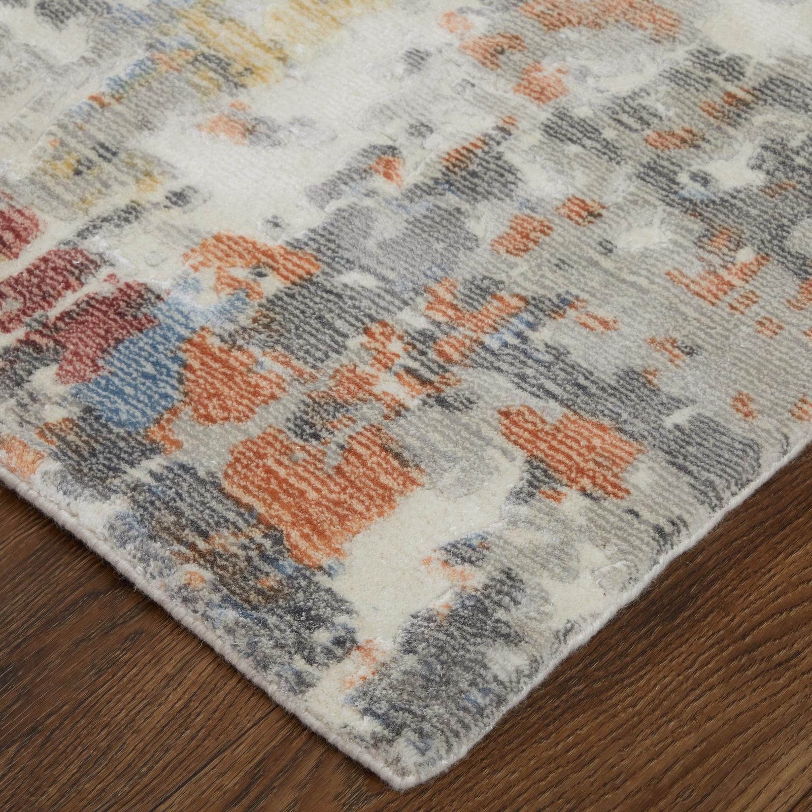 Feizy Braden 8A50F Modern Abstract Rug in Gray/Orange/Tan - Image 3