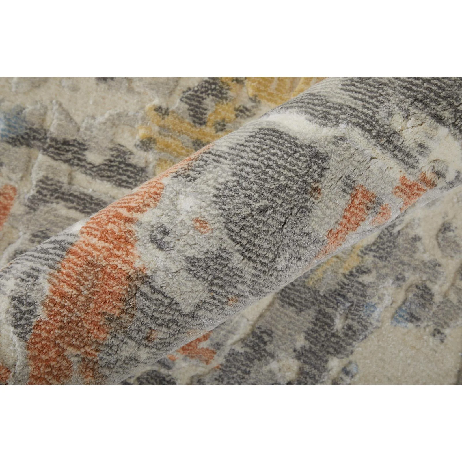 Feizy Braden 8A50F Modern Abstract Rug in Gray/Orange/Tan - Image 5