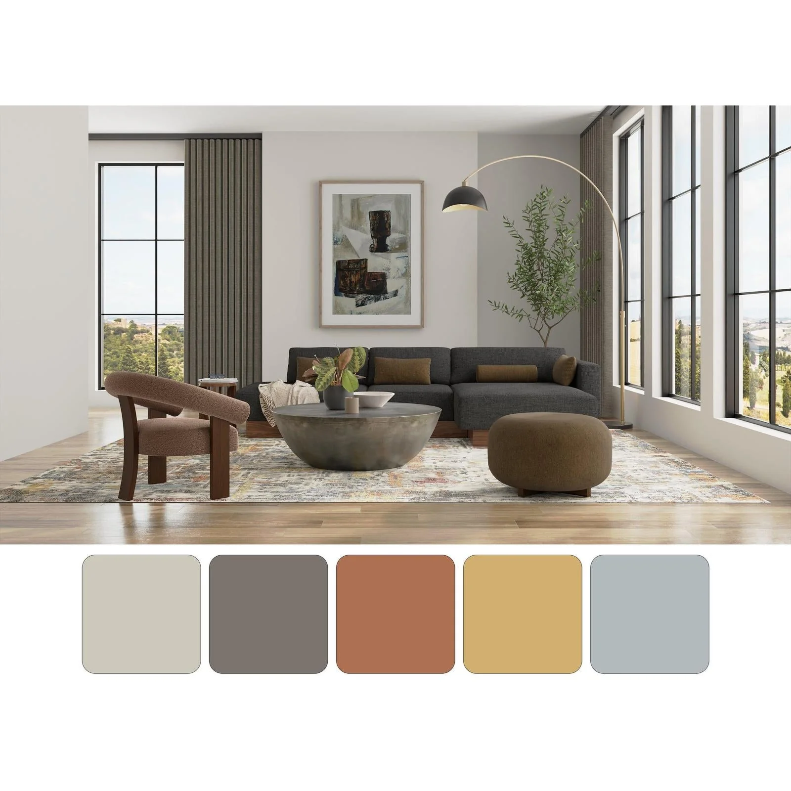 Feizy Braden 8A50F Modern Abstract Rug in Gray/Orange/Tan - Image 9