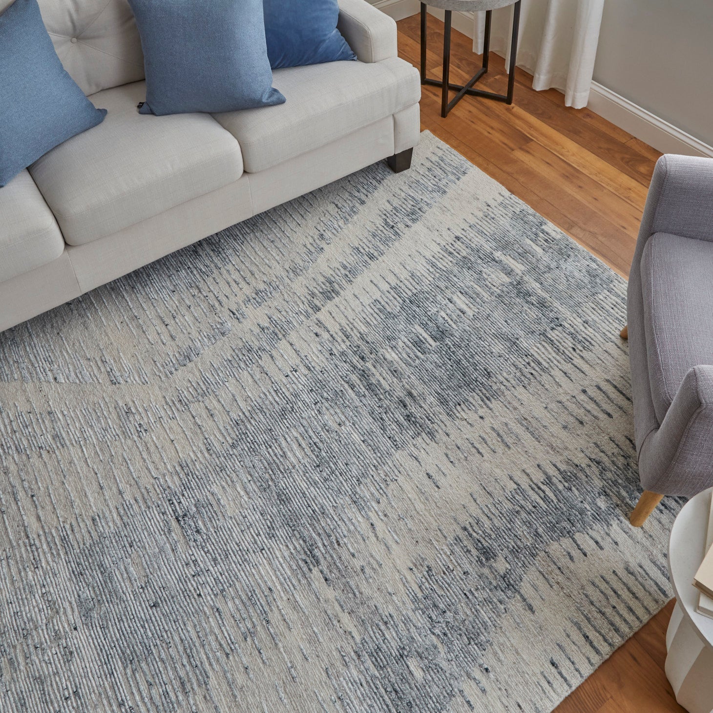 Feizy Brighton 69CGF Modern Abstract in Ivory/Blue/Gray - Image 4