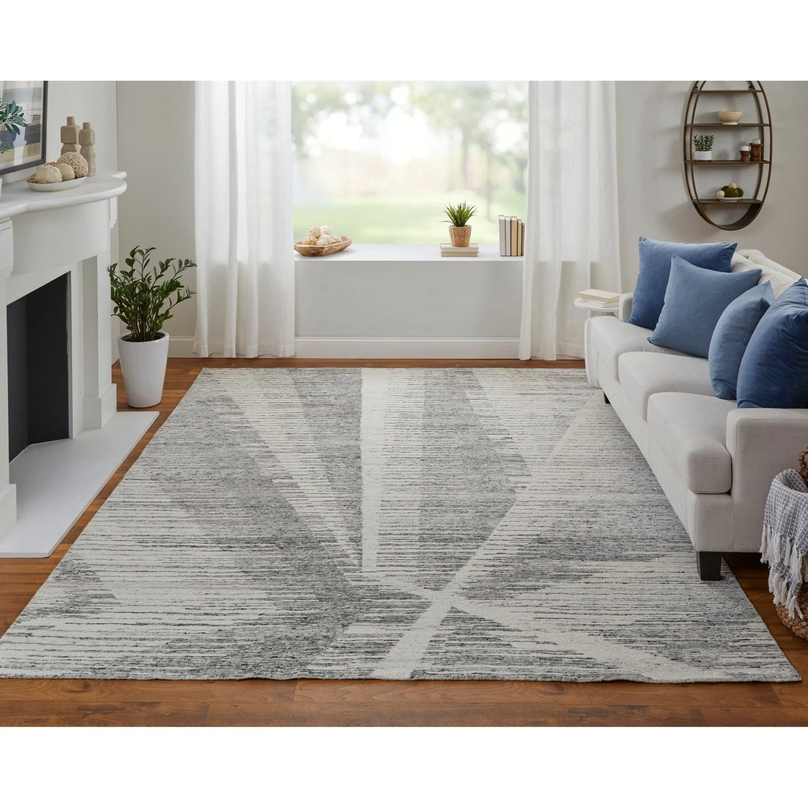 Feizy Brighton 69CHF Modern Abstract in Ivory/Gray - Image 2
