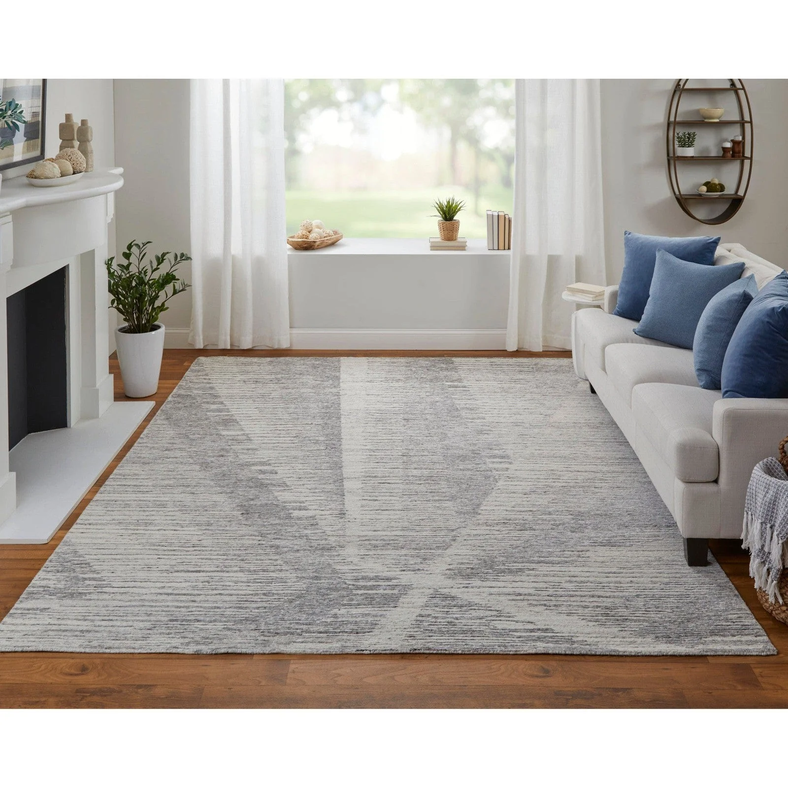 Feizy Brighton 69CHF Modern Abstract in Ivory/Taupe/Silver - Image 2