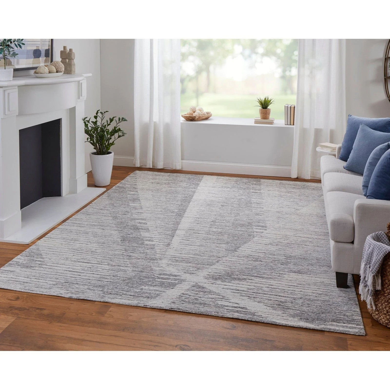Feizy Brighton 69CHF Modern Abstract in Ivory/Taupe/Silver - Image 3