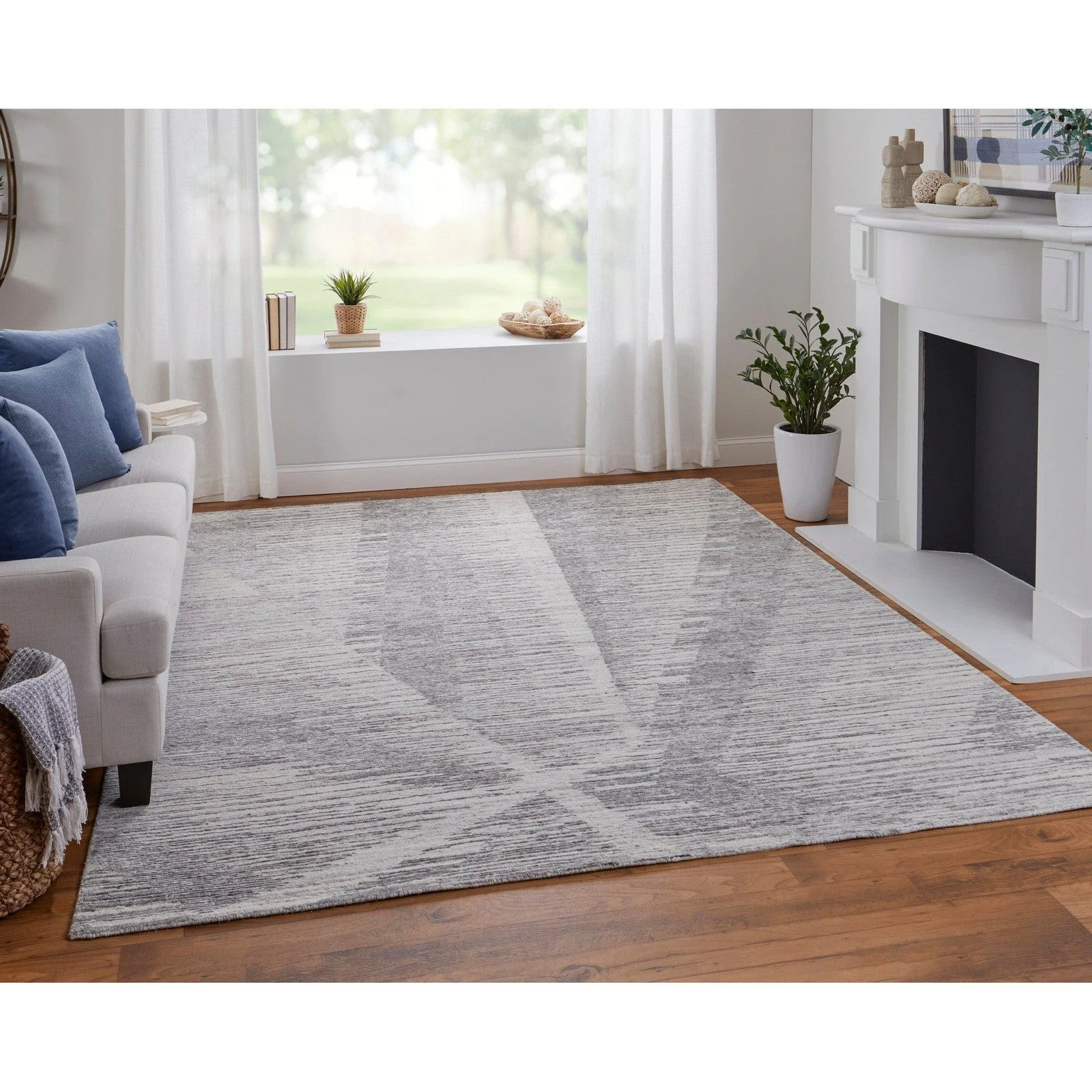 Feizy Brighton 69CHF Modern Abstract in Ivory/Taupe/Silver - Image 4