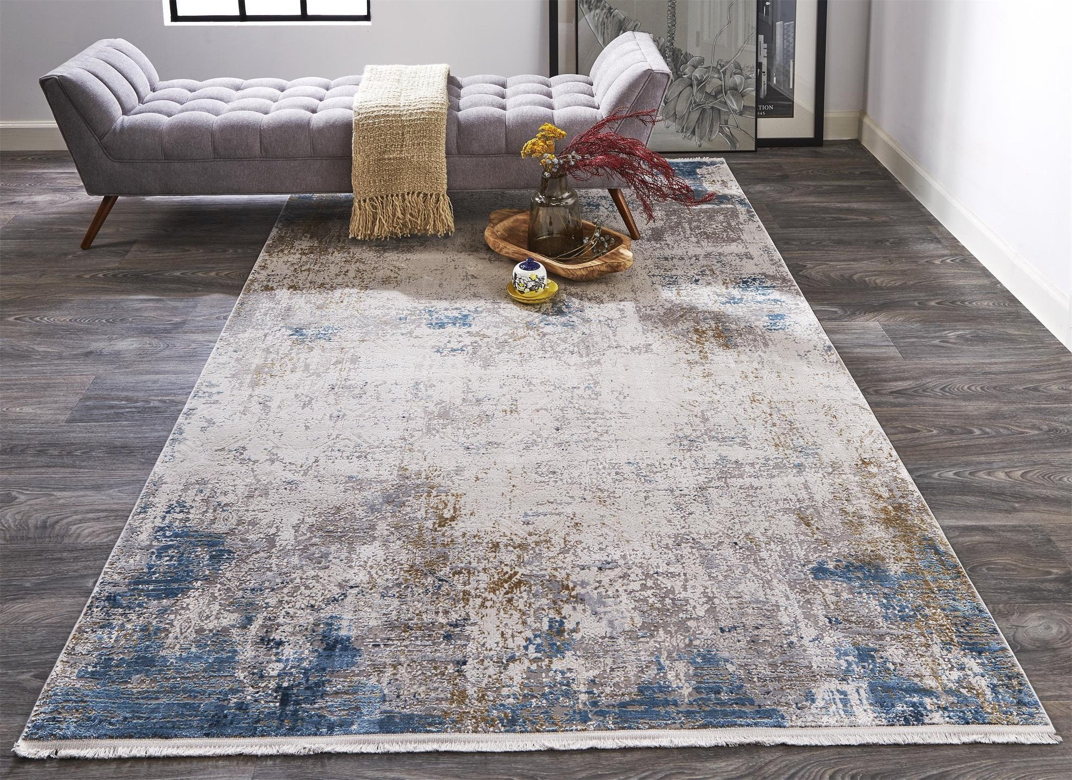 Feizy Cadiz 3889F Rug in Ivory/Blue - Image 12