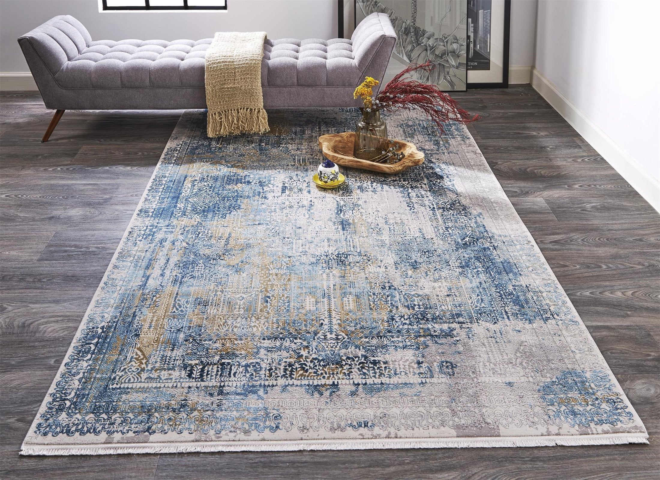 Feizy Cadiz 3890F Rug in Blue/Gray - Image 2
